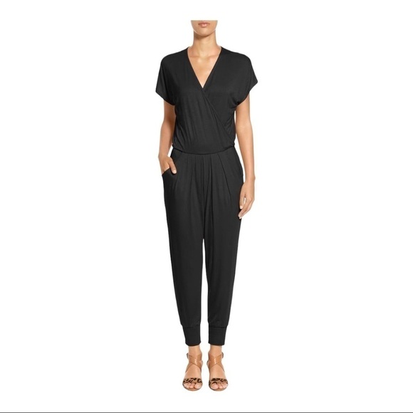 LOVEPELLA Short Sleeve Wrap Top Jumpsuit black - Picture 1 of 13